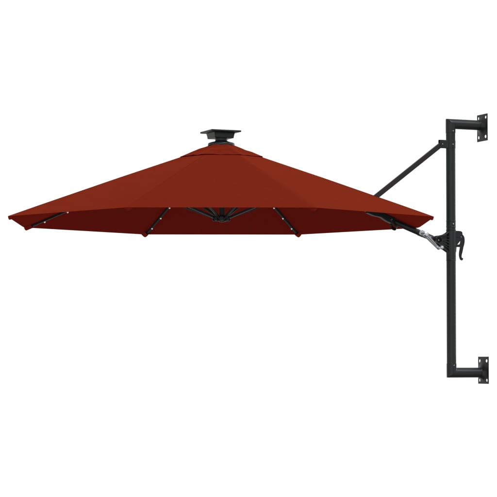 Vidaxl Wall Parasol med lysdioder 300 cm terrakotta -farget