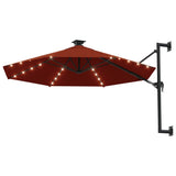 Parasol mural vidaxl avec LEDS 300 cm en terre cuite -colored