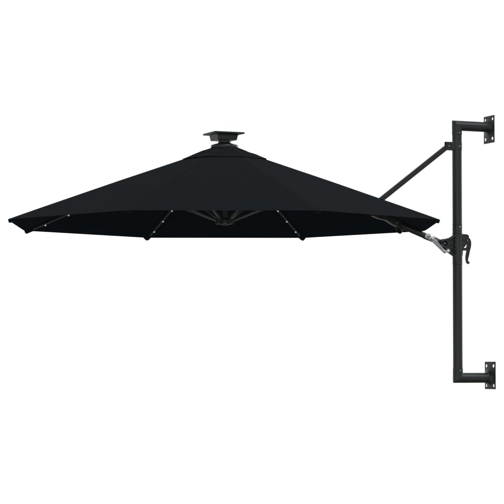 Vidaxl Wandparasol mit LEDs 300 cm schwarz