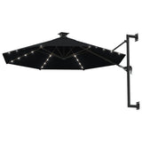 Vidaxl Wall Parasol med lysdioder 300 cm svart