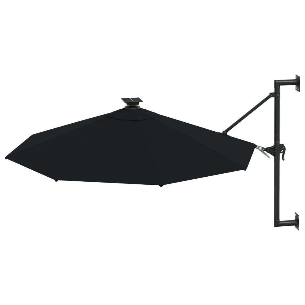 Parasol mural vidaxl avec LED 300 cm noir