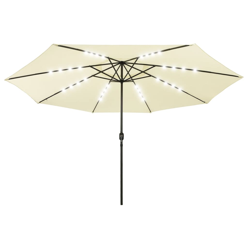 Vidaxl Parasol med LED-belysning 400 cm sandfärgad