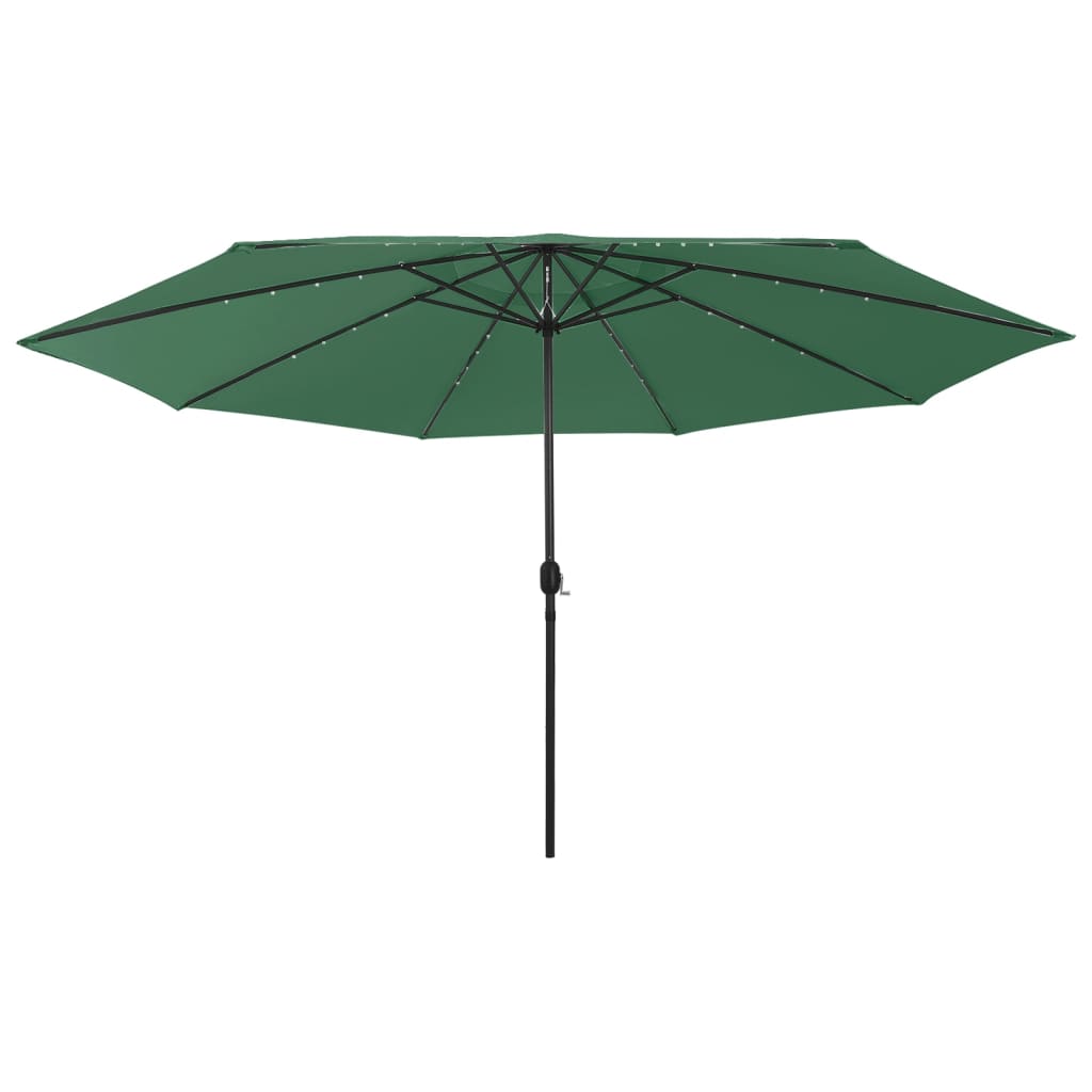 VidaXL Parasol met LED-verlichting en metalen paal 400 cm groen