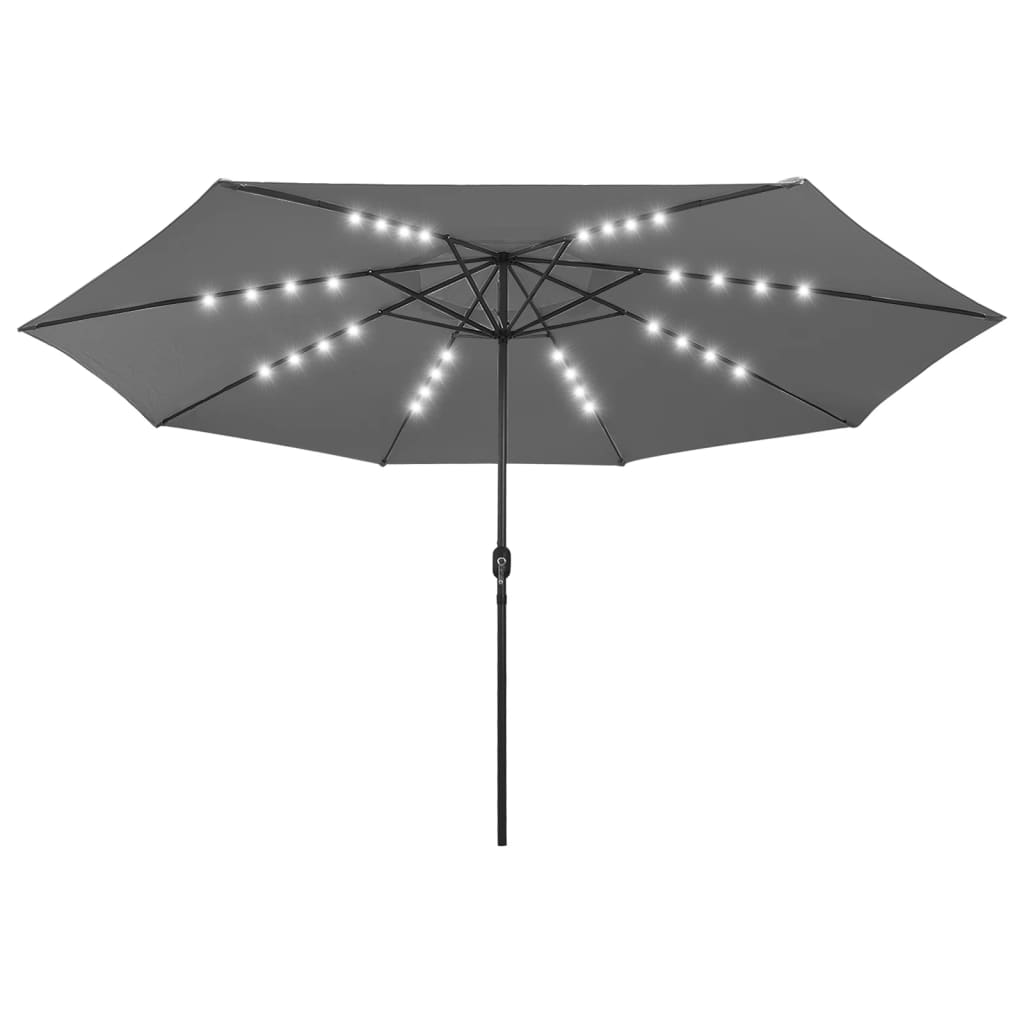 VidaXL parasol with LED lighting metal pole 400 cm anthracite color