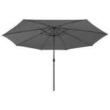 Vidaxl -parasol med LED -belysning Metalstang 400 cm Antracitfarve