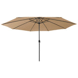 Vidaxl Parasol con illuminazione a LED e polo metallico 400 cm Taupe