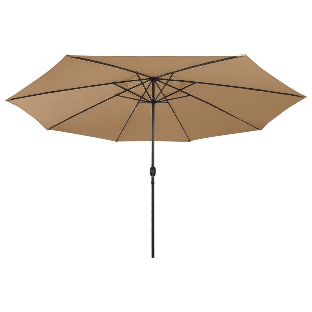 Vidaxl -parasol med LED -belysning og metalstang 400 cm taupe