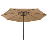 Vidaxl Parasol with LED lighting and metal pole 400 cm Taupe