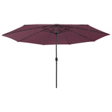 Vidaxl Parasol z oświetleniem LED i metalowym biegunem 400 cm Bordeaux Red