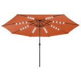 Vidaxl Parasol with LED lighting Metal pole 400 cm Terracotta color