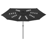 Vidaxl -parasol med LED -belysning og metallstang 400 cm svart