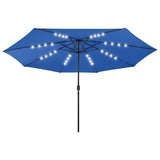 Vidaxl -Parasol mit LED -Beleuchtung und Metallpol 400 cm Azure Blau
