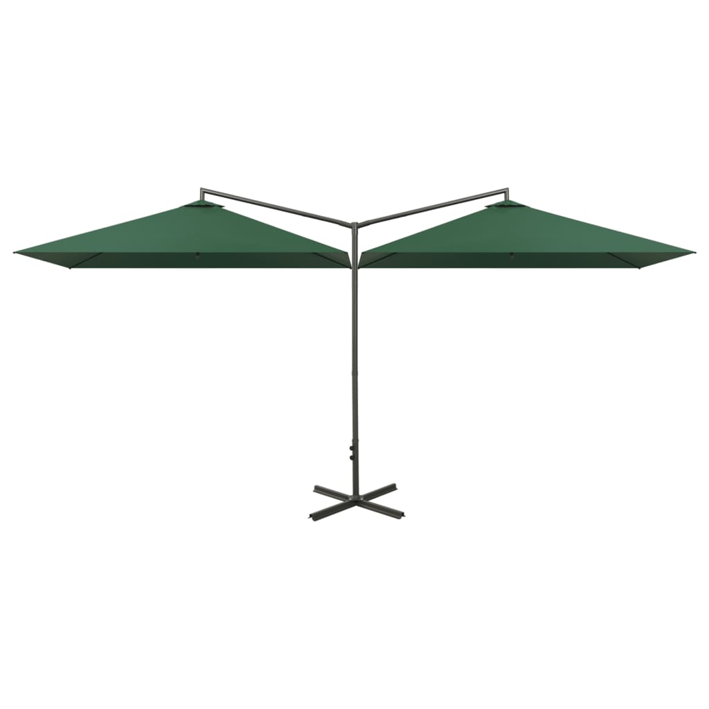 Vidaxl parasol podwójny ze stalowym biegunem 600x300 cm zielonym