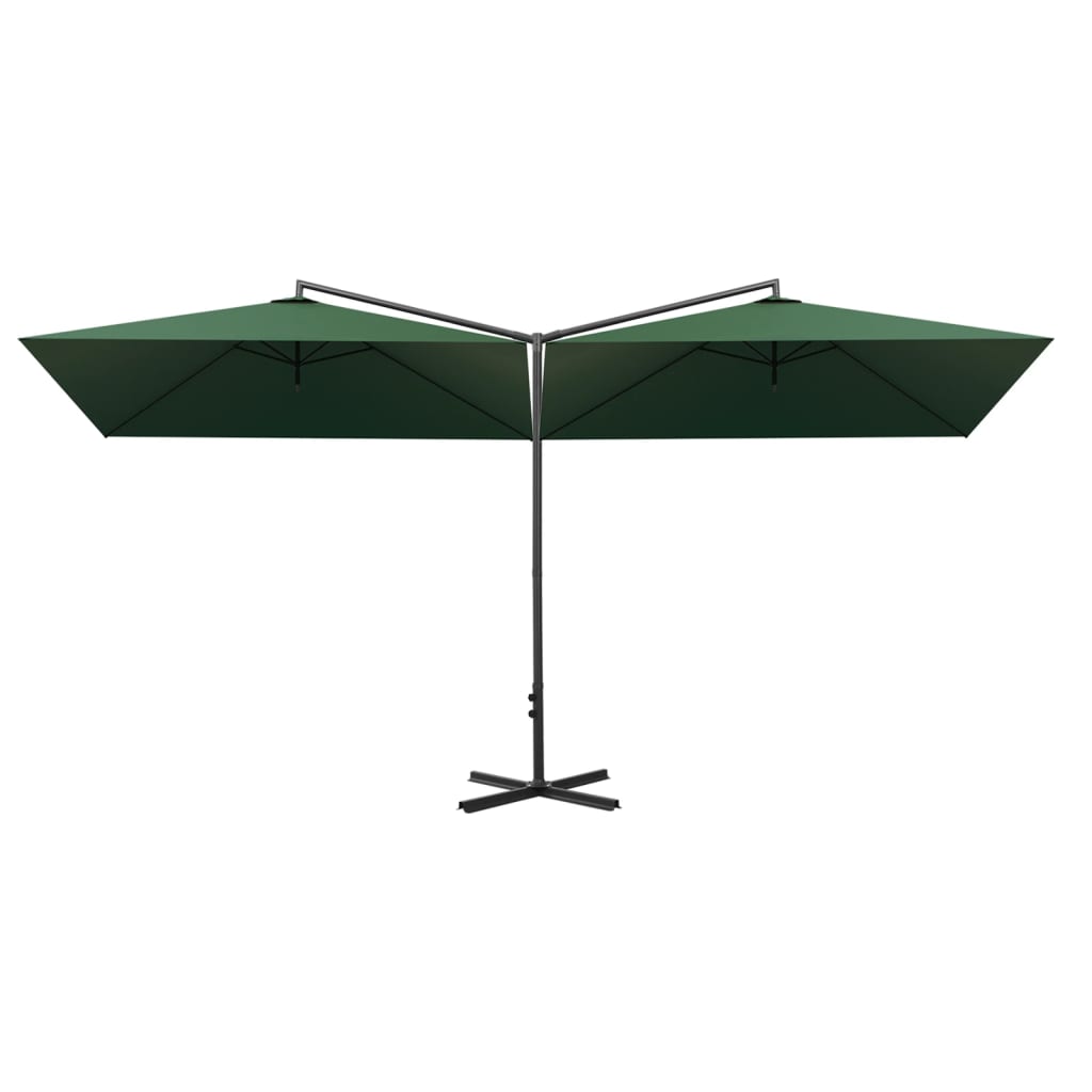 Vidaxl Parasol Double z jeklenim drogom 600x300 cm zelena