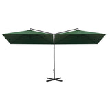 Vidaxl Parasol Double s ocelovým pólem 600x300 cm zelená