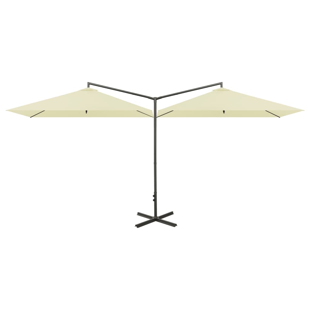 VidaXL parasol double with steel pole 600x300 cm sand -colored