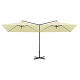 Vidaxl parasol double avec poteau en acier 600x300 cm sable -colored