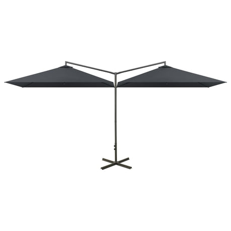 Vidaxl Parasol Double mit Stahlpol 600x300 cm Anthrazit -gelöscht