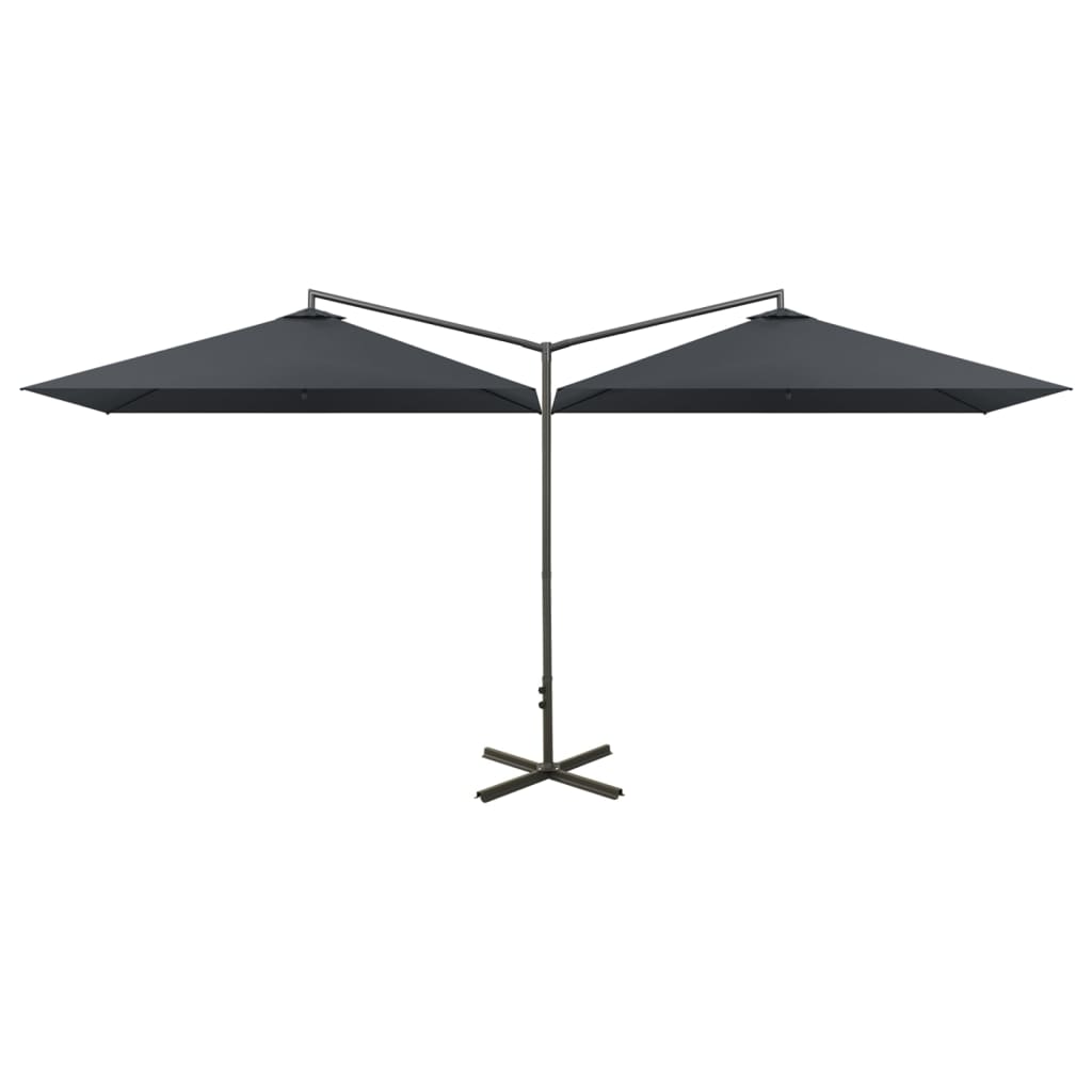 Vidaxl Parasol Double s ocelovým pólem 600x300 cm antracite -colored