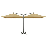 Vidaxl Parasol Double mit Stahlpol 600x300 cm Taupe