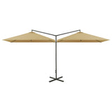 Vidaxl Parasol Double con polo in acciaio 600x300 cm taupe