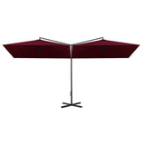 Vidaxl Parasol Double con polo de acero 600x300 cm Burdeos rojo