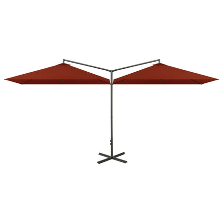 Vidaxl Parasol Double mit Stahlpol 600x300 cm Terrakotta -gelöscht