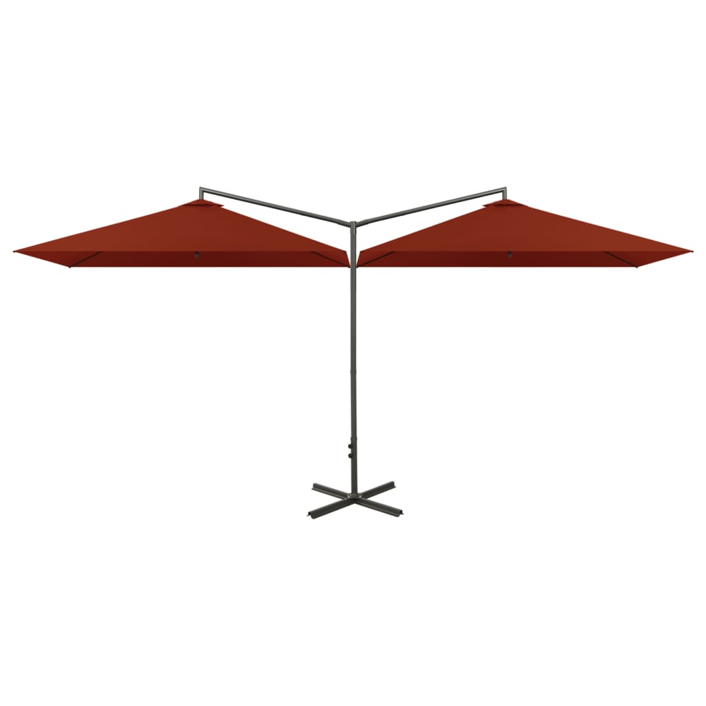 Vidaxl Parasol dubbel med stålstång 600x300 cm terrakotta -färgad