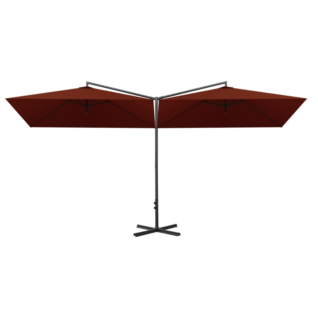 Vidaxl Parasol Double s ocelovým pólem 600x300 cm terakotová -