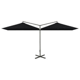 Vidaxl parasol podwójny ze stalowym biegunem 600x300 cm czarny