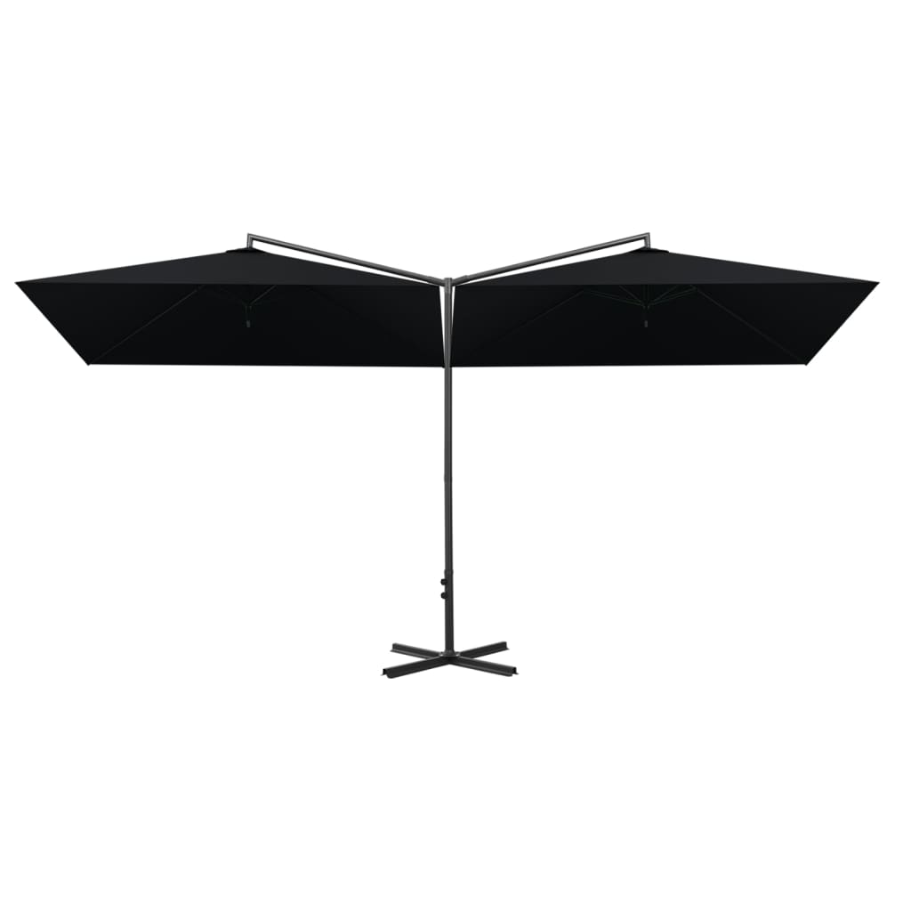 Vidaxl Parasol Double s ocelovým pólem 600x300 cm černá