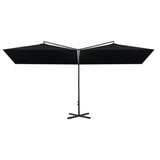 Vidaxl parasol podwójny ze stalowym biegunem 600x300 cm czarny