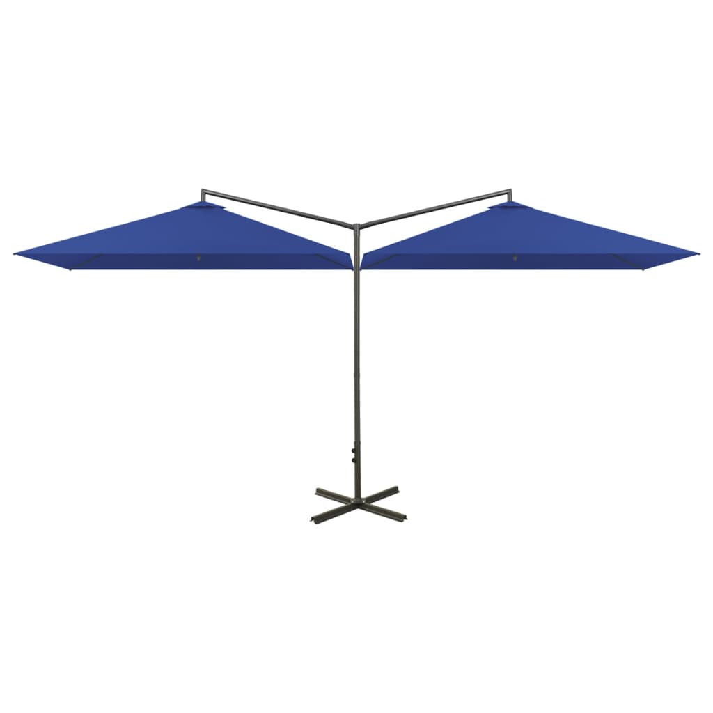 Vidaxl Parasol Double con polo in acciaio 600x300 cm blu azzurro