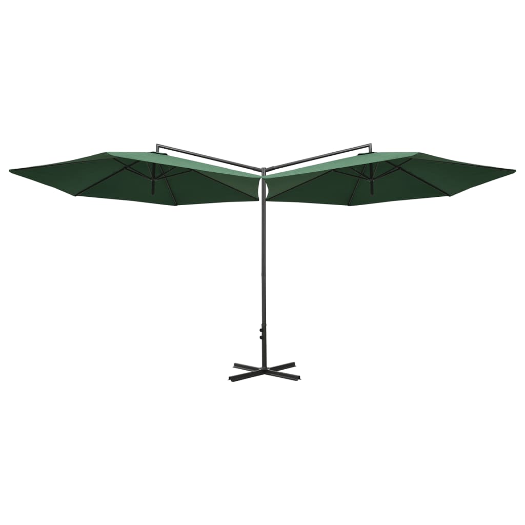 Vidaxl parasol dubbel met stalen paal 600 cm groen