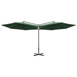 Vidaxl parasol dvojnik z jekleno drogom 600 cm zelena