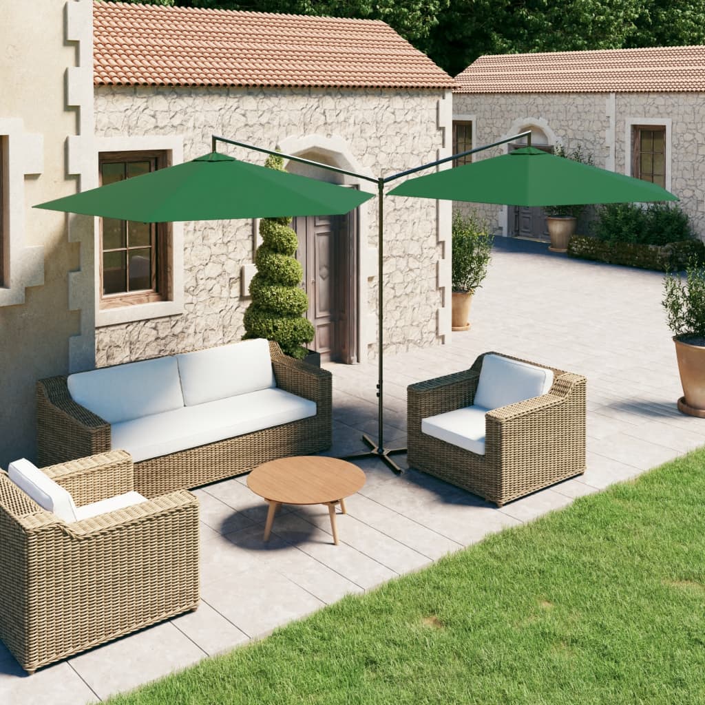 Vidaxl Parasol Doppel mit Stahlpol 600 cm Grün