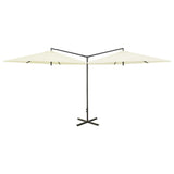 Vidaxl Parasol Double mit Stahlpol 600 cm Sandkoloriert
