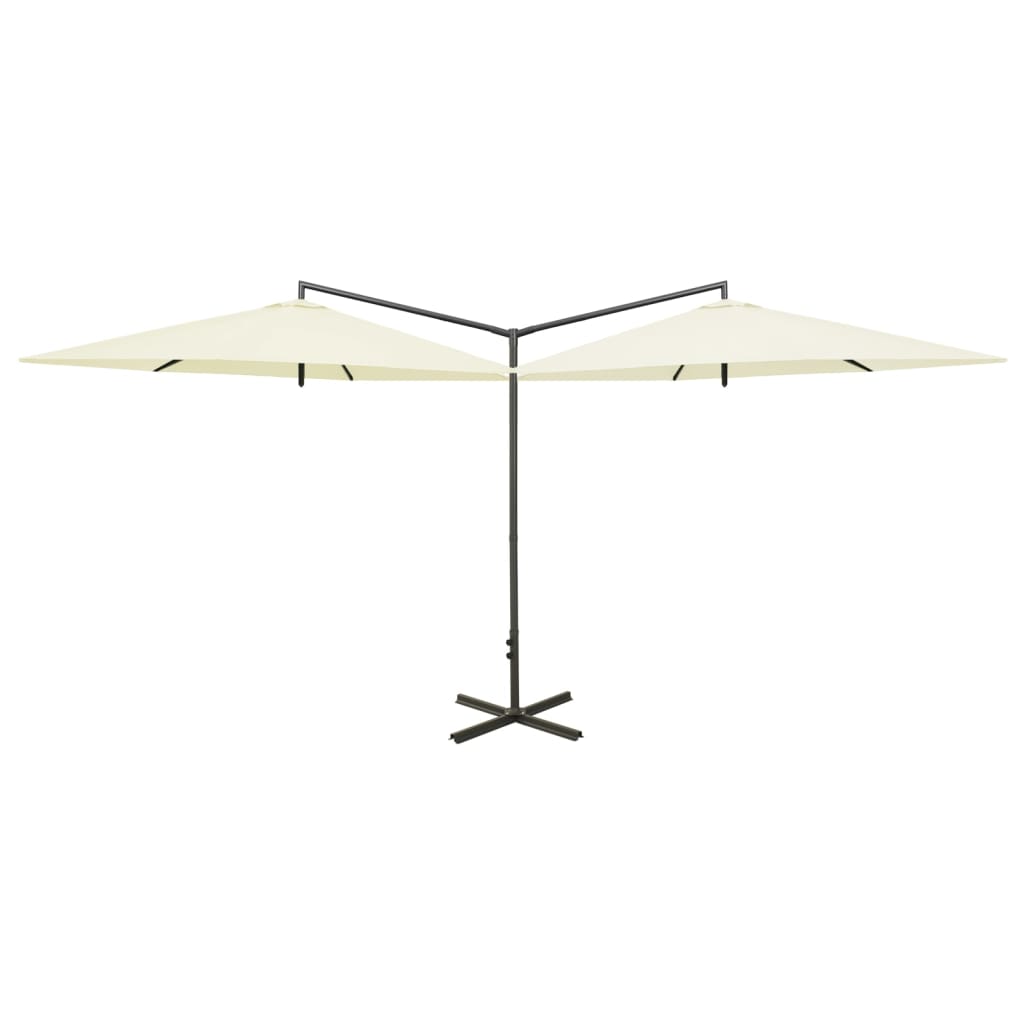 Vidaxl parasol dubbel met stalen paal 600 cm zandkleurig