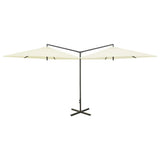 Vidaxl parasol double avec poteau en acier 600 cm sable -colore