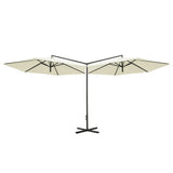 Vidaxl Parasol Double mit Stahlpol 600 cm Sandkoloriert