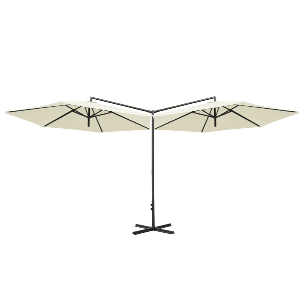 Vidaxl Parasol Double con poste de acero de 600 cm de arena