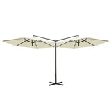 Vidaxl -parasol dobbel med stålstang 600 cm sand -farget