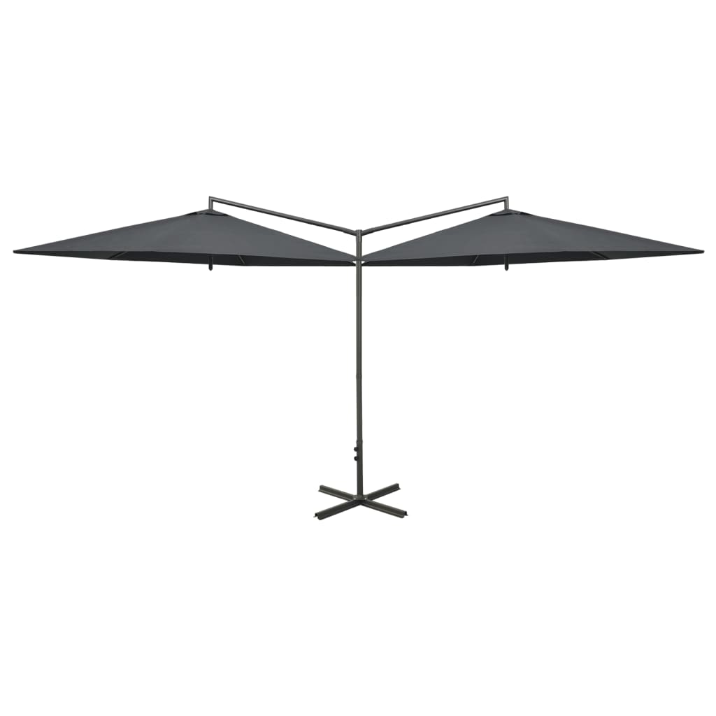 Vidaxl Parasol dvojnásobek s ocelovým pólem 600 cm antracite -colored