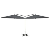 Vidaxl parasol dvojnik z jeklenim drogom 600 cm antracit -obarvan