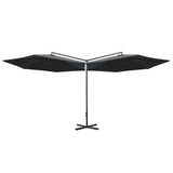 Vidaxl parasol dvojnik z jeklenim drogom 600 cm antracit -obarvan