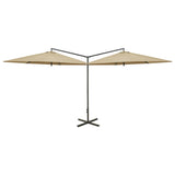 Vidaxl parasol dubbel met stalen paal 600 cm taupe