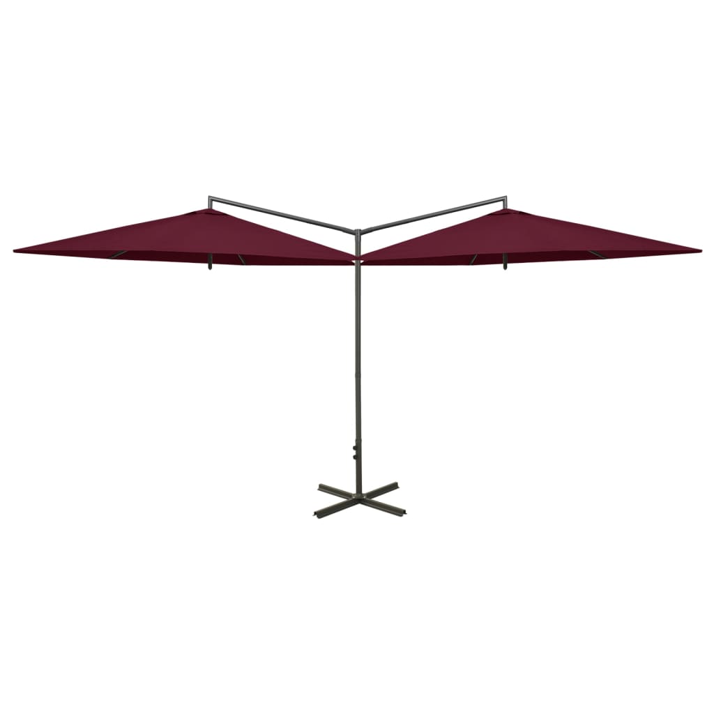 Vidaxl Parasol podwójny ze stalowym biegunem 600 cm Bordeaux Red