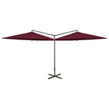 Vidaxl Parasol Double s ocelovým pólem 600 cm Bordeaux Red