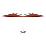 Vidaxl parasol double avec poteau en acier 600 cm en terre cuite -colored