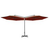 Vidaxl Parasol podwójny ze stalowym słupem 600 cm terakott -colored